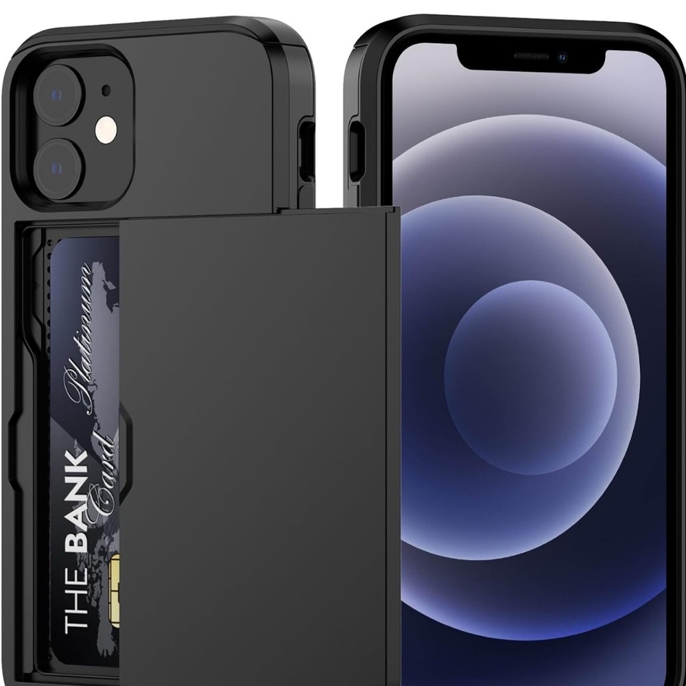 Black Protective i Phone X Case with Card Holder